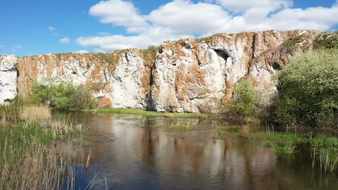 Aerial view; drone moving over the beautiful river canyon Stock Footage 109328847