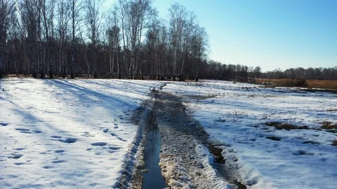 Aerial view; drone moving over the river Miass in Russia Video stock 114316008