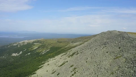 Aerial view. drone moving over the stone slopes Stock Footage 116860717