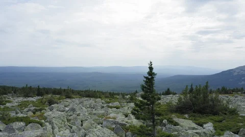 Aerial view. drone moving over the stone slopes Video stock 116862987