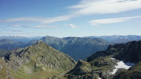 Aerial view, drone moving over a mountain range Stock Footage 116943960