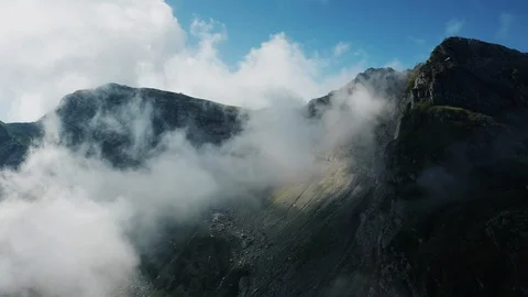 Aerial view; drone moving over the Aibga ridge, Krasnaya Polyana Stock Footage 117410073