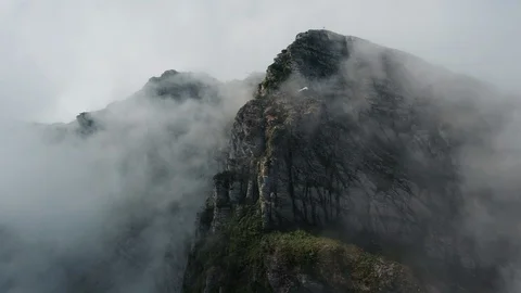 Aerial view; drone moving over the Aibga ridge, Krasnaya Polyana Stock Footage 117413983
