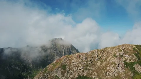 Aerial view; drone moving over the Aibga ridge, Krasnaya Polyana Stock Footage 117419121