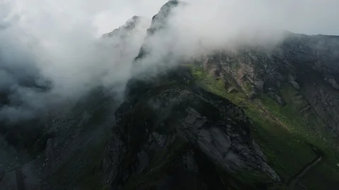Aerial view; drone moving over the Aibga ridge, Krasnaya Polyana Stock Footage 117419532