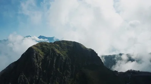 Aerial view; drone moving over the Aibga ridge, Krasnaya Polyana Stock Footage 117419988