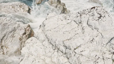 Aerial view; drone moving over mountain river Stock Footage 118298729