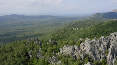 Aerial view. drone moving sideways along rocky cliff Stock Footage 114158400