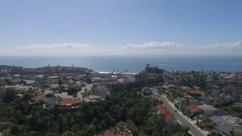 Aerial view from drone of Orange County beach city of San Juan Capistrano. Stock Footage 73720077