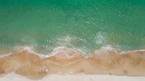 Aerial view drone over beach sea. Professional Video 4k. Beautiful sea waves. Be Stock-Footage 153383897