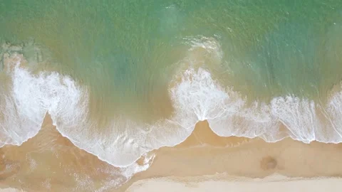 Aerial view drone over beach sea. Professional Video 4k. Beautiful sea waves. Be Stock-Footage 153384894