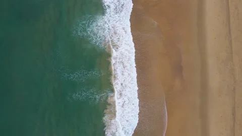 Aerial view drone over beach sea. Professional Video 4k. Beautiful sea waves. Be Vídeos de archivo 153384957