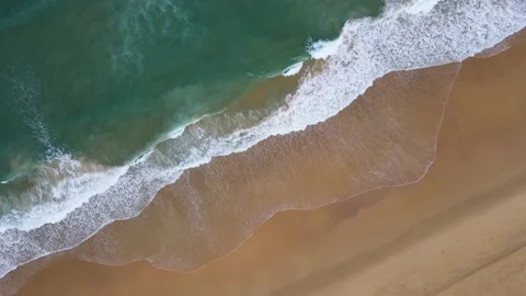 Aerial view drone over beach sea. Professional Video 4k. Beautiful sea waves. Be Видео 153385000
