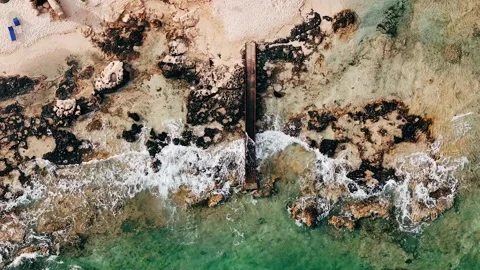 Aerial view drone over beach sea. Stock Footage 277398675