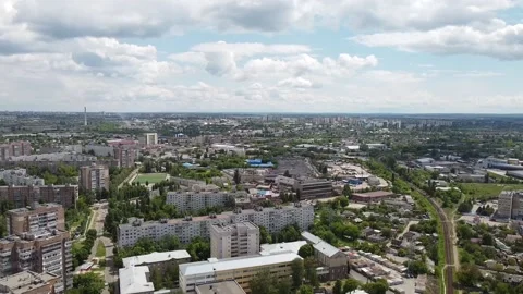 Aerial view of a drone overlooking a city. Stock Footage