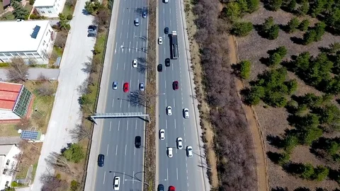 Aerial View Drone Perspective Of Traffic Stock Footage 73927948
