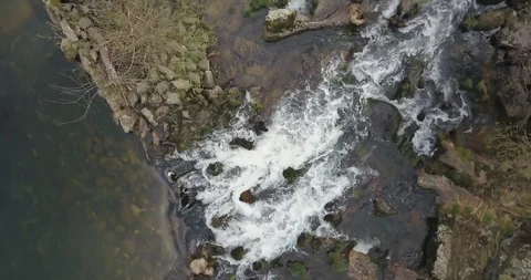 Aerial view of drone, with river landscape Stock Footage 105319097