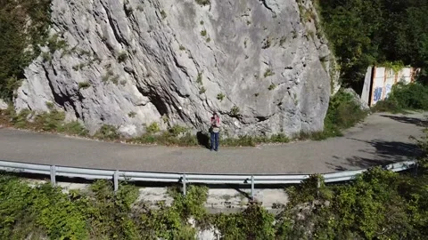 Aerial view from a drone on a road in the mountains. Stock Footage 169652572