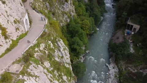 Aerial view from a drone on a road in the mountains. Stock Footage 169652646
