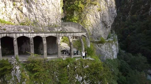 Aerial view from a drone on a road in the mountains. Stock Footage 169653203