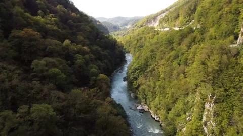 Aerial view from a drone on a road in the mountains. Stock Footage 169653250