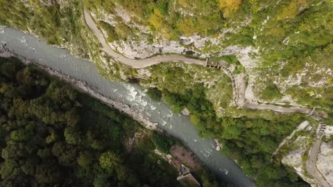 Aerial view from a drone on a road in the mountains. Stock Footage 169653335