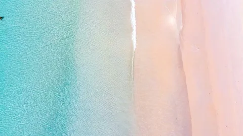 Aerial view of drone. Scene of top view beach and seawater on sandy beach in sum Video stock 146734193