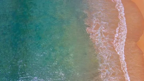 Aerial view of drone. Scene of top view beach and seawater on sandy beach in sum 스톡 동영상 146734262