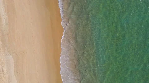 Aerial view of drone. Scene of Top view beach sand and sea water clear. Sea wate Stock Footage 149496696