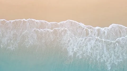 Aerial view of drone. Scene of Top view beach sand and sea water clear. Sea wate Stock Footage 149498320