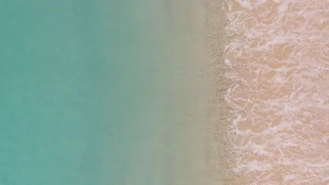 Aerial view of drone. Scene of Top view beach sand and sea water clear. Sea wate Видео 149498470