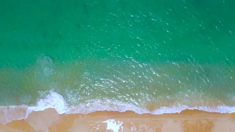 Aerial view of drone. Scene of top view beach and seawater on sandy beach in sum Stock-Footage 172388775