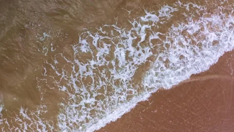 Aerial view of drone. Scene of top view beach and seawater on sandy beach in Stock-Footage 194507467