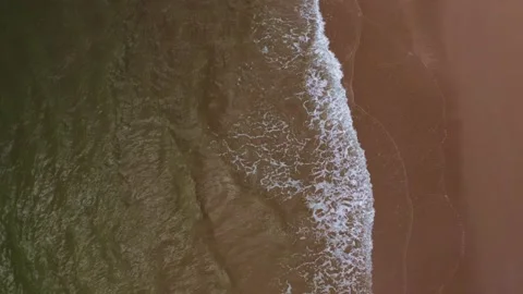 Aerial view of drone. Scene of top view beach and seawater on sandy beach in Stock Footage 195001791