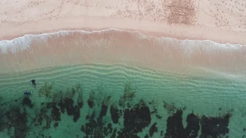 Aerial view of drone. Scene of top view beach and seawater on sandy beach in Stock Footage 244747351