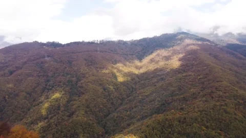 Aerial view from a drone of a settlement at the foot of the mountains. Stock Footage 169653885