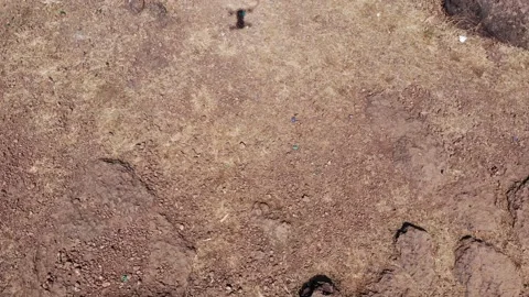 Aerial View of Drone Shadow Flying over Rocks 스톡 동영상 130490167