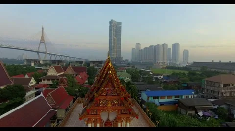 Aerial view by drone shot over bangkok thialand capital Video stock 57336455
