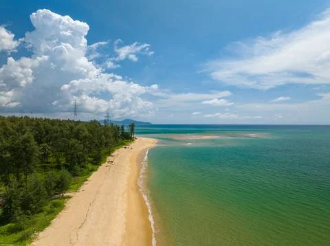 Aerial view drone shot of Tropical sea in Phuket thailand,Beautiful sea bea.. Stock Photos