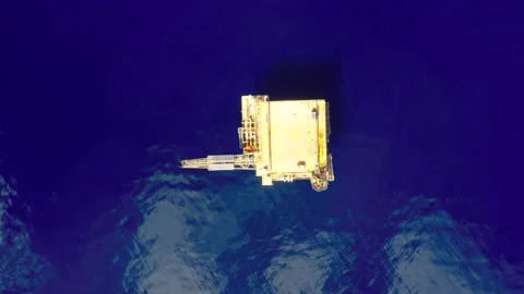 Aerial view from a drone of a small offshore platform Stock Footage 237653236