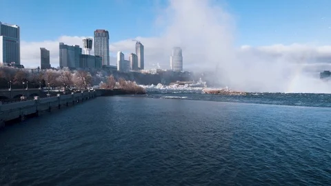 Aerial view from drone taking off at Niagara Falls, Ontario, Canada Stock-Footage 101534427
