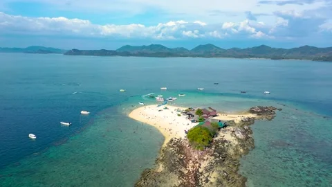 Aerial view of drone, Top view of Mini Island Turquoise Sea and White beach sand Stock-Footage 147517036