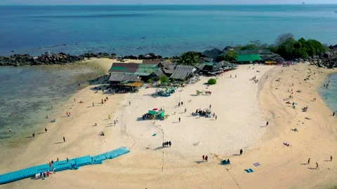 Aerial view of drone, Top view of Mini Island Turquoise Sea and White beach sand Stock-Footage 147517490