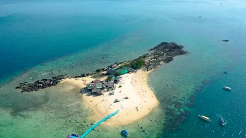 Aerial view of drone, Top view of Mini Island Turquoise Sea and White beach sand Stock-Footage 147517506