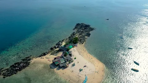 Aerial view of drone, Top view of Mini Island Turquoise Sea and White beach sand Stock-Footage 147517586