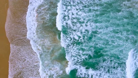 Aerial view of drone top view beach and crystal seawater on sandy beach  Vídeos de archivo 172386560