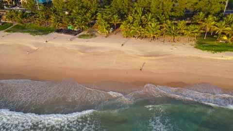 Aerial view of drone top view beach and seawater on sandy beach in summer. Stock Footage 204959950