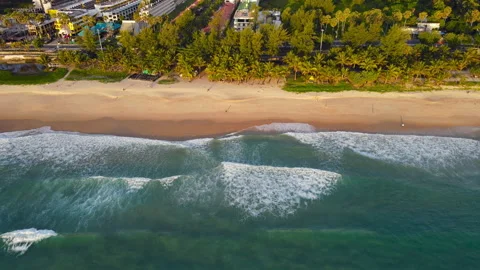 Aerial view of drone top view beach and seawater on sandy beach in summer. Stock Footage 204959979