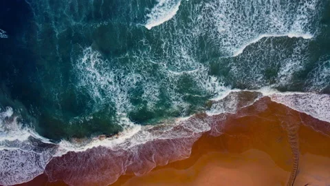 Aerial view of drone top view beach and seawater on sandy beach in summer. Stock Footage 204960009
