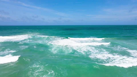 Aerial view of drone top view beach and seawater on sandy beach in summer. Stock Footage 204961561
